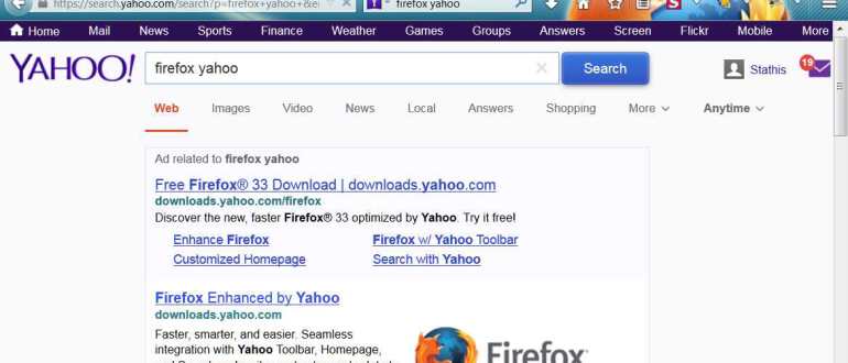 Firefox with Yahoo search